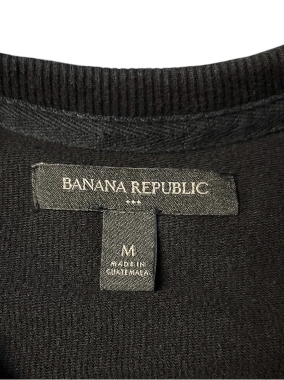 Banana Republic Black Tonal Logo Cotton Blend Graphic Crewneck Sweatshirt Size M